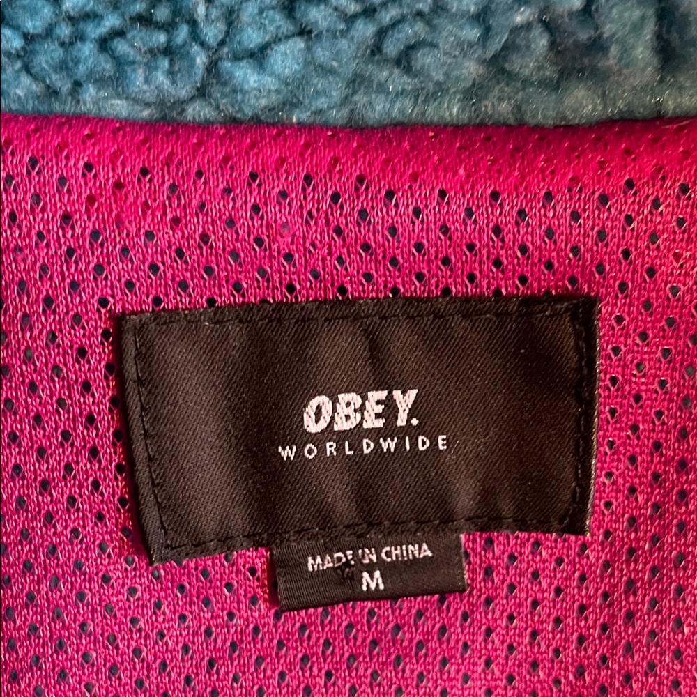 Obey Blue and Pink Fleece Jacket - Picture 4 of 7